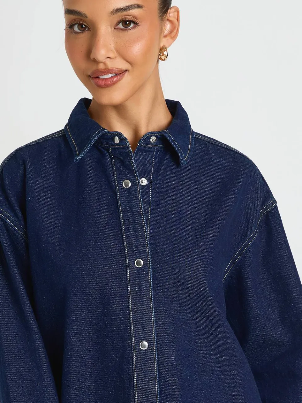 boohoo Dames Oversized Denim Blousejurk, foto 4