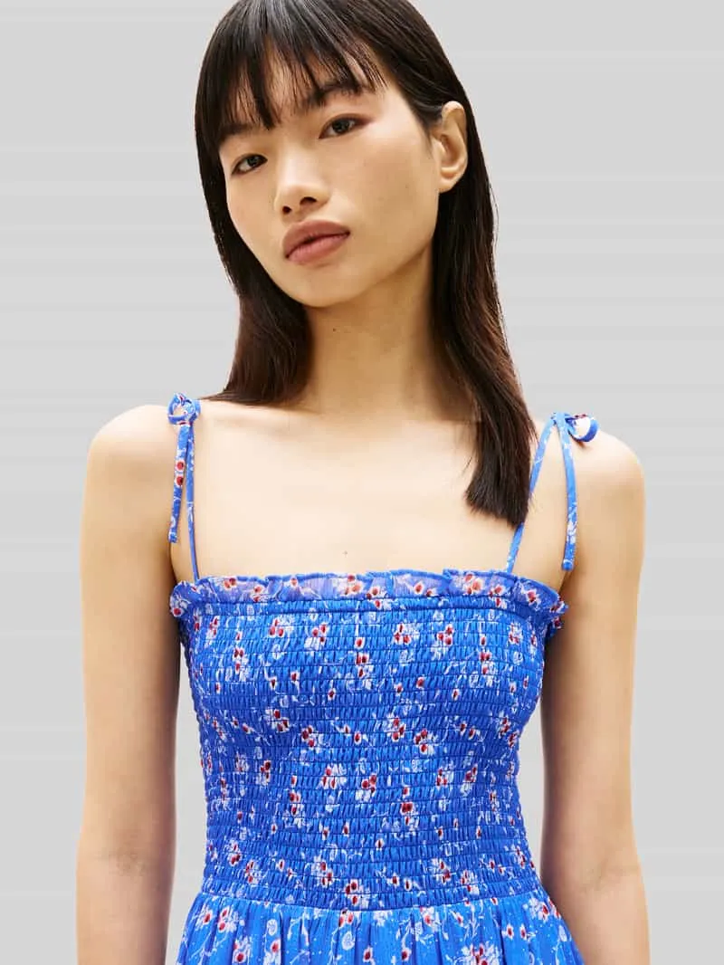 Tommy Jeans slim fit maxi-jurk met verstelbare spaghettibandjes blauw, foto 4