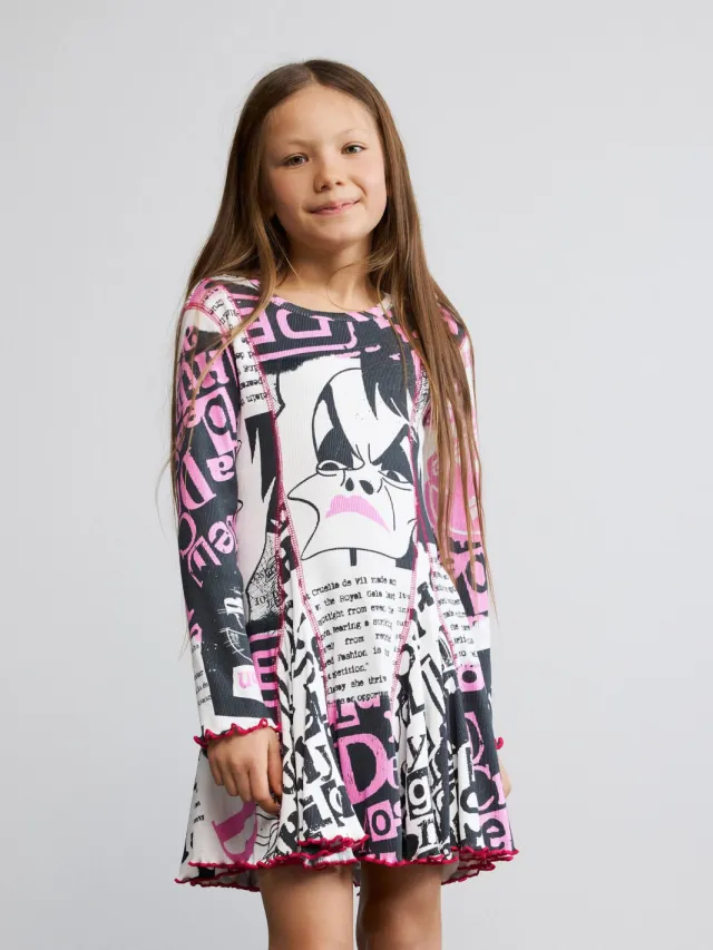 Desigual A-lijn midi jurk - wit Wit/roze