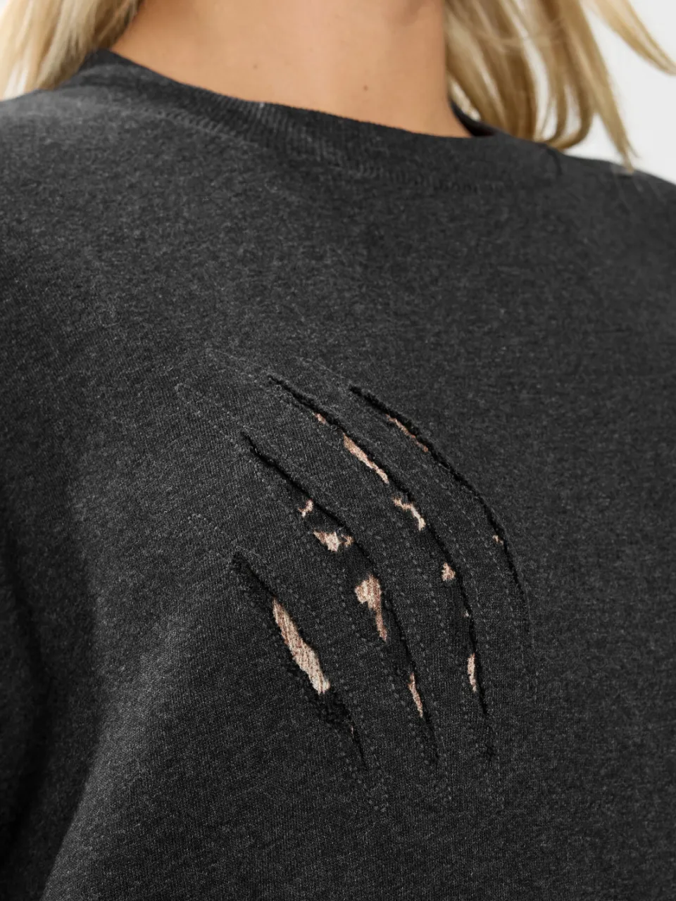 Yours Grey Leopard Slash Sweatshirtjurk-60, foto 5