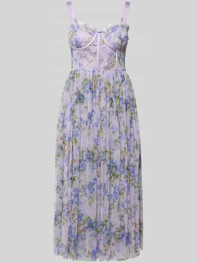 Lace & Beads Cocktailjurk van tule in allover-look lila, foto 2