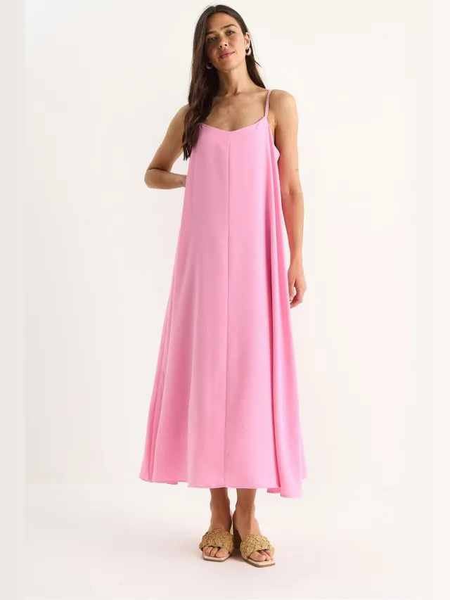 Bianco Lucci Maxi V-hals Jurk Roze