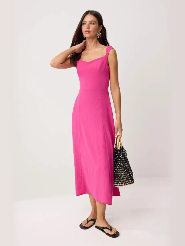 Trendyol TRENDYOLMİLLA Dames Roze Effen Maxi Mouwloos Slipjurken Fuchsia