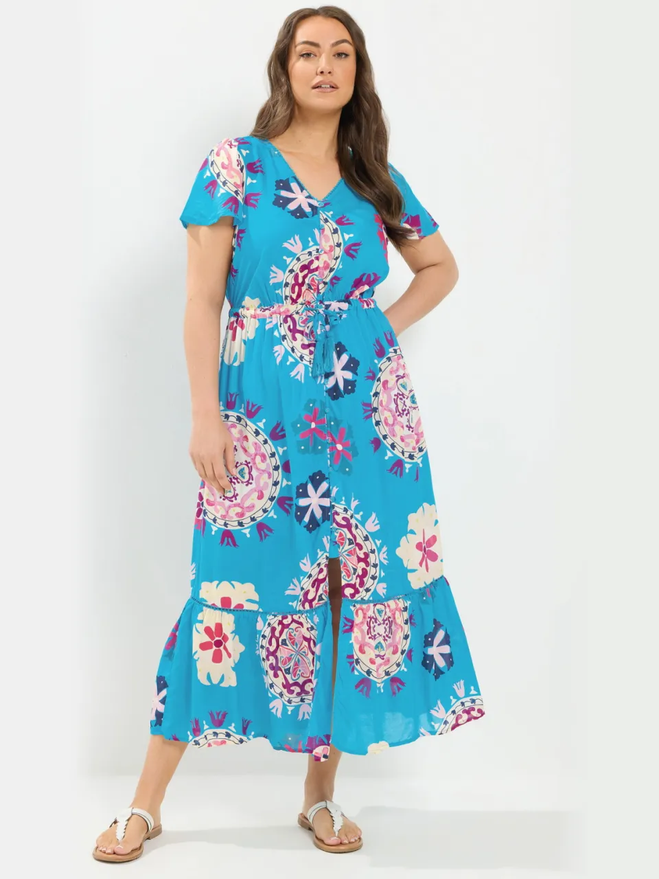Yours Blauwe Jurk Met Blokprint, foto 2