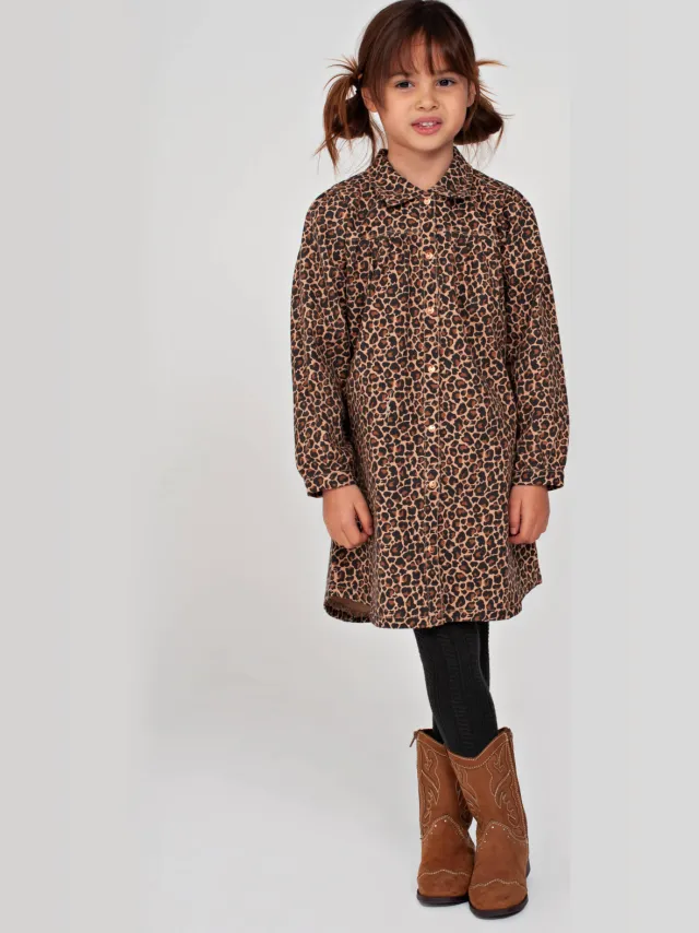 Jubel City Chic spijkerjurk met panterprint bruin Zand/bruin/zwart