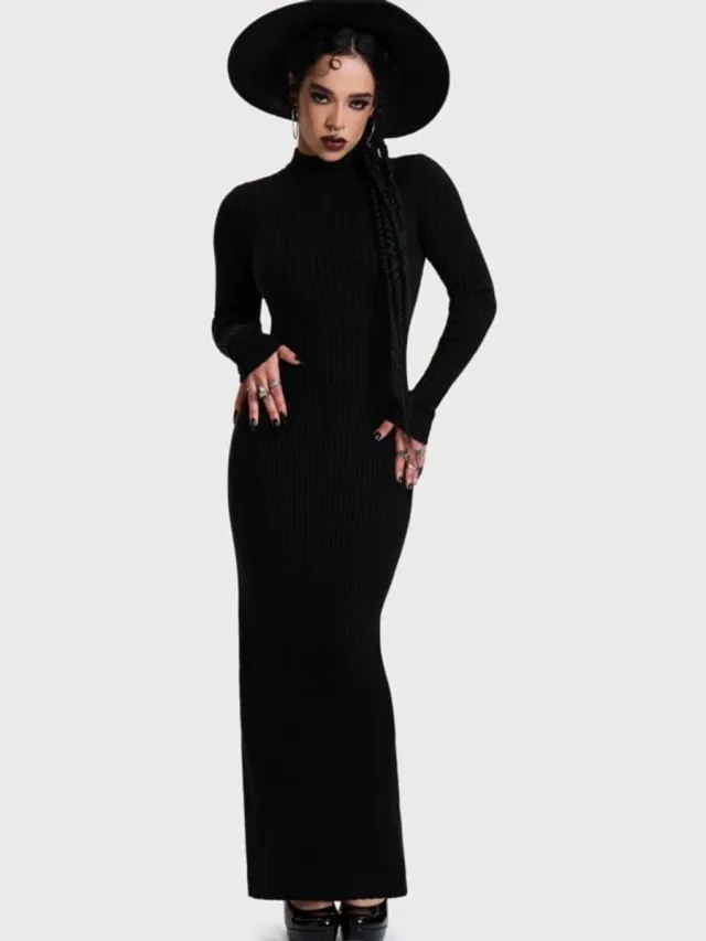 Killstar SKULTRA KNIT MAXI DRESS Dames Maxi-jurk - zwart
