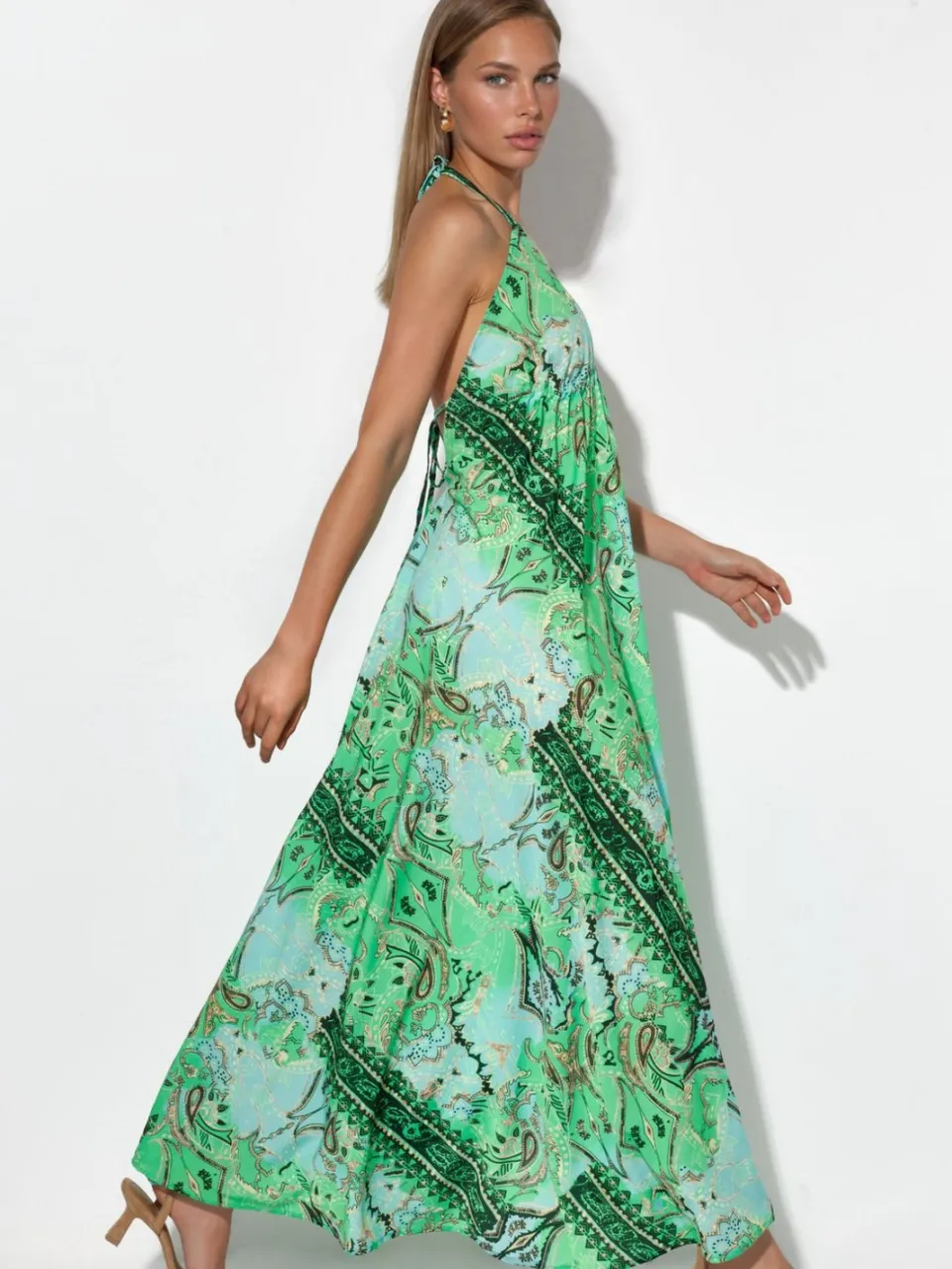 Hiccup Etnisch Patroon Bohemian Maxi Jurk groen, foto 2