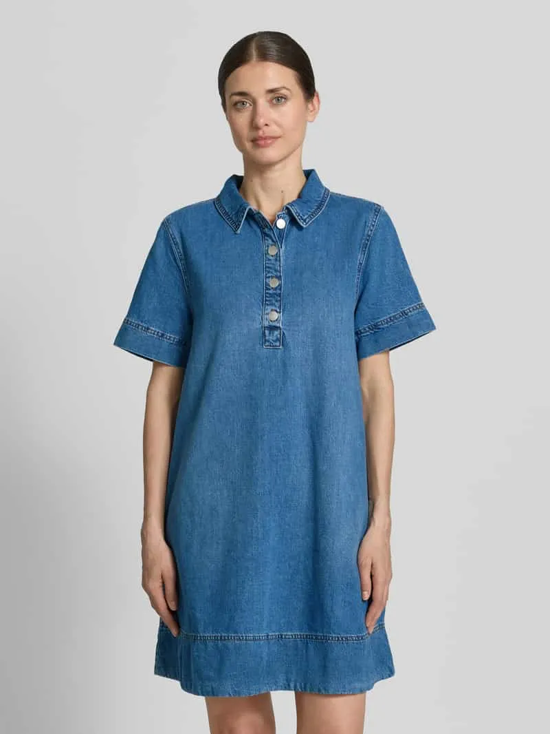 MSCH Copenhagen Knie-lange denimjurk met drukknoopsluiting model 'Turo Alena' Blauw