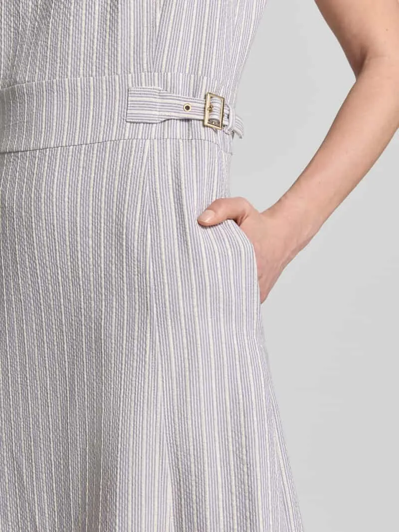 Christian Berg Woman Selection Knielange jurk van seersucker met strepen en lurex ecru, foto 5