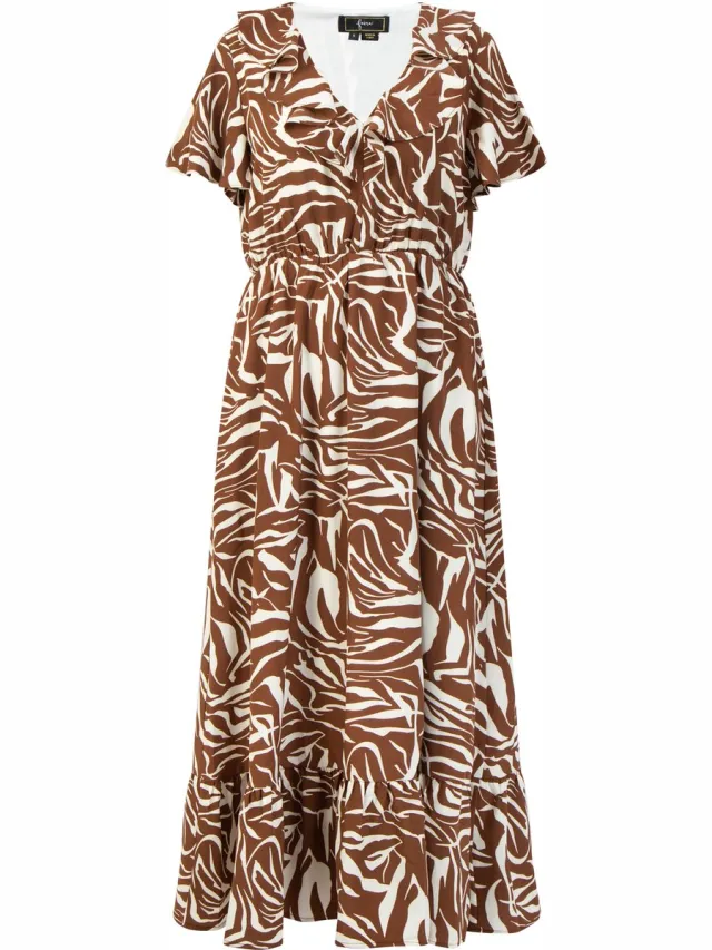 Faina Jurk - zebraprint Bruin Wit