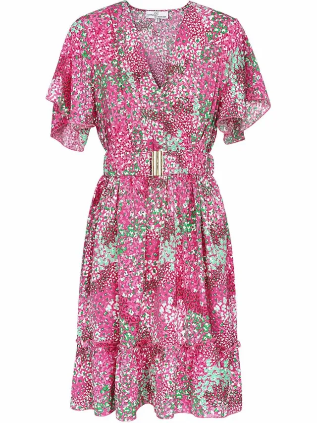 YW YEHWANG Midi Jurk Bloemenprint Roze