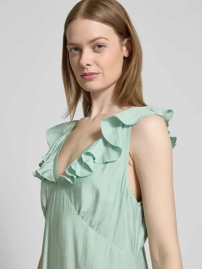 Moves Maxi-jurk met volants, model 'Leanna' rietgroen, foto 5