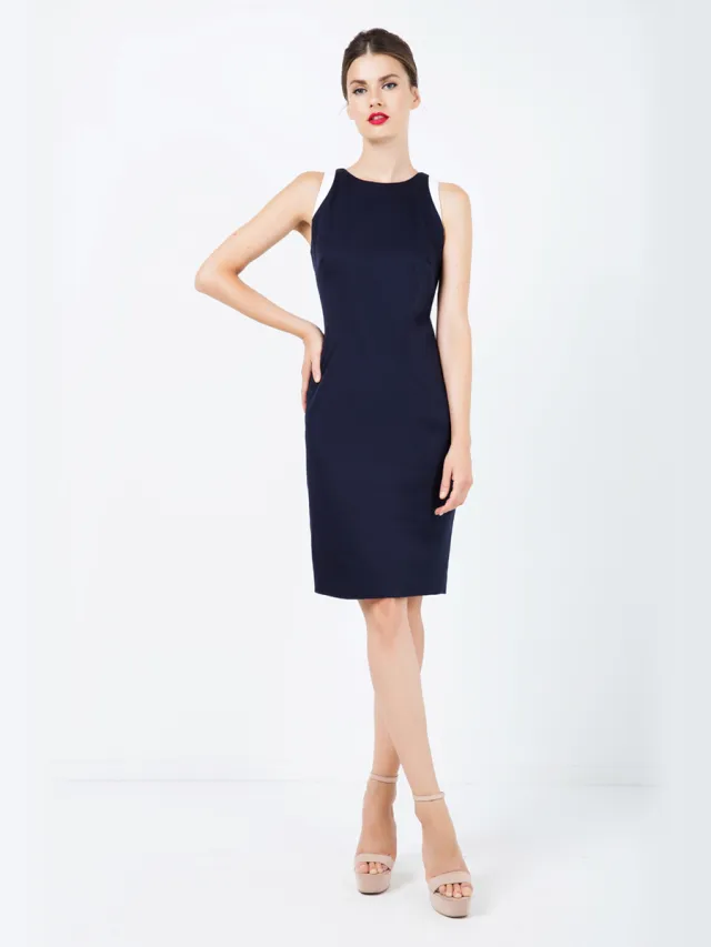Conquista Marineblauwe mouwloze jurk met contrastdetail Blauw/Marineblauw