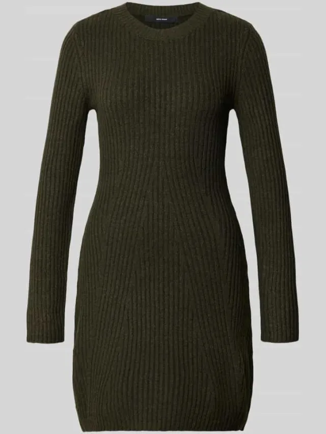 Vero Moda Regular fit tricotjurk met ronde hals model 'JOSANNA' donkergroen, foto 2