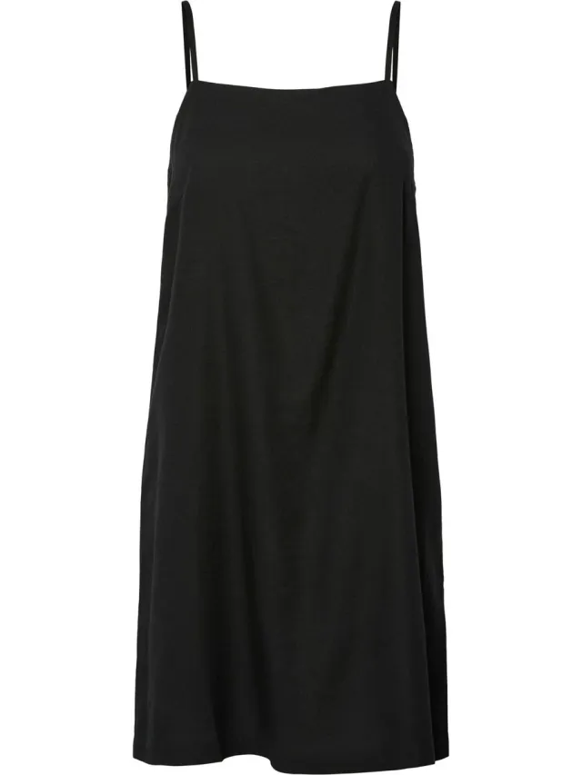 Pieces midi-jurk PCPIA BANDJES LINNENMIX zwart