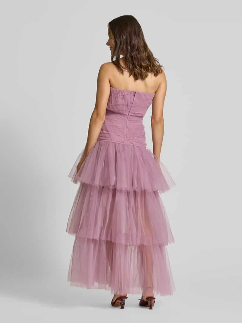 Lace & Beads Avondjurk met V-hals rosé, foto 3