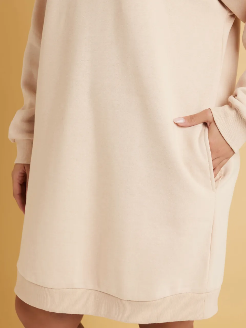 Yours Sweatshirtjurk Van Katoenmix Met Lange Mouwen In Beige-56, foto 4