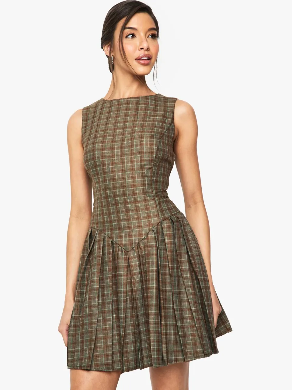 boohoo Dames Check Geruite Geplooide, Op Maat Gemaakte Jurk multicolor, foto 2
