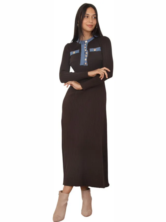 La Modeuse Lange Jurk La Modeuse 76494_P181233 Bruin
