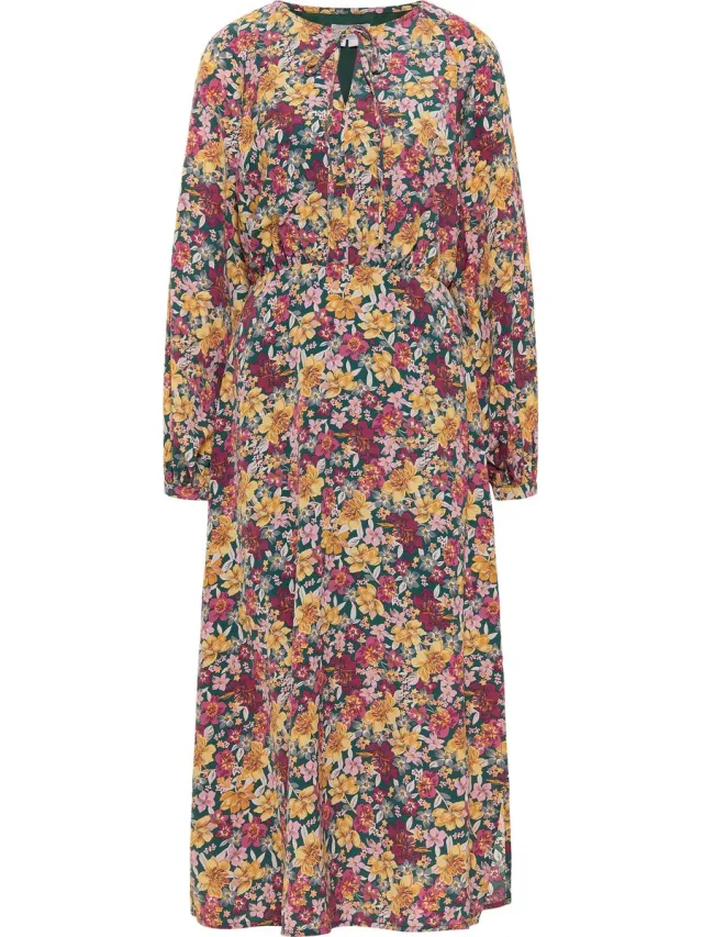 Usha Maxi-jurk met bloemenprint qisha Groen Veelkleurig
