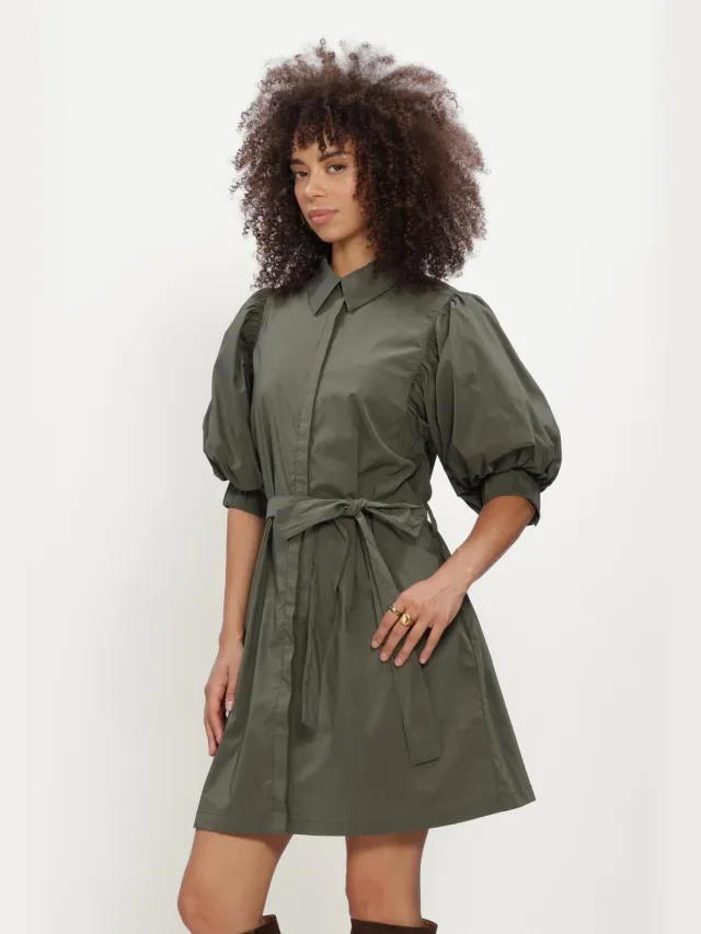 NEO NOIR Dames Jurken Serene Poplin Dress - Groen