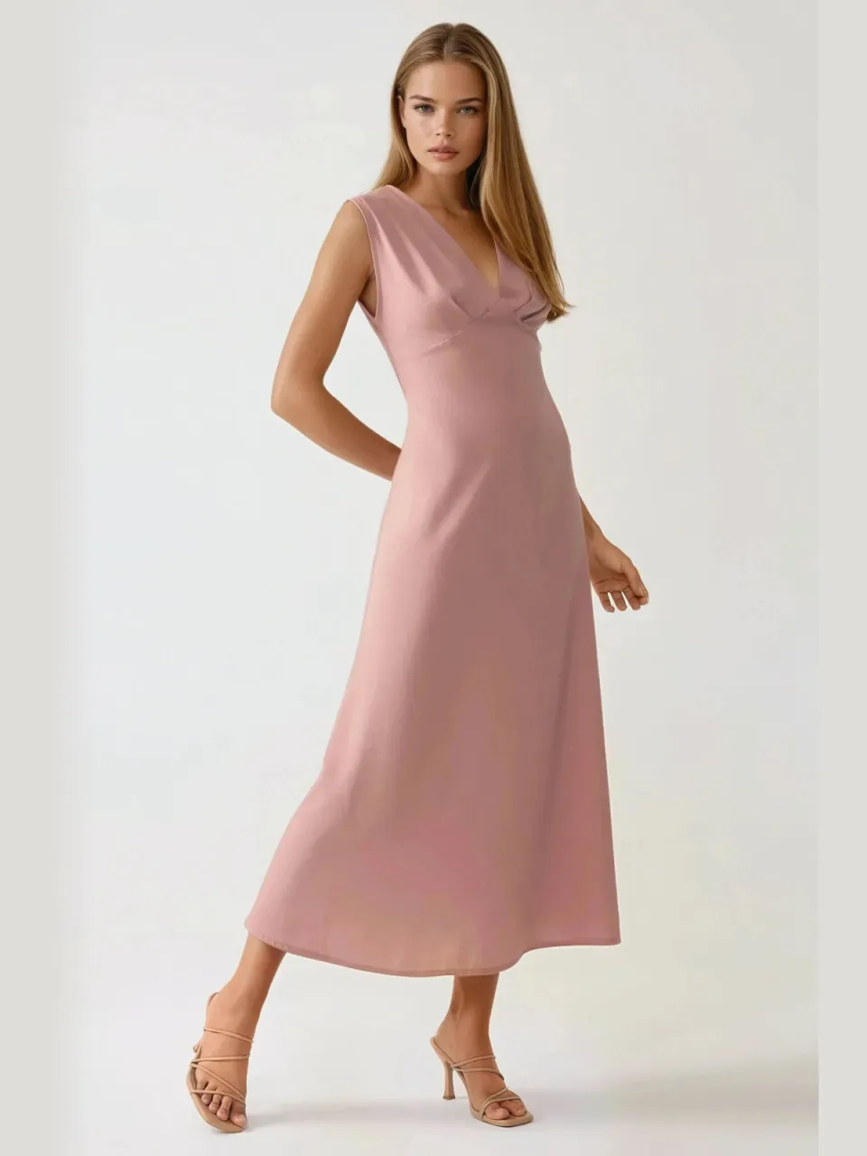 Hiccup V-hals Zachte Touch Midi-jurk blush, foto 2