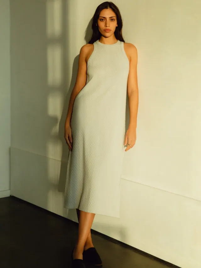 Rotholz dames vegan Gebreide Jurk Moonlight Grijs Lichtgrijs
