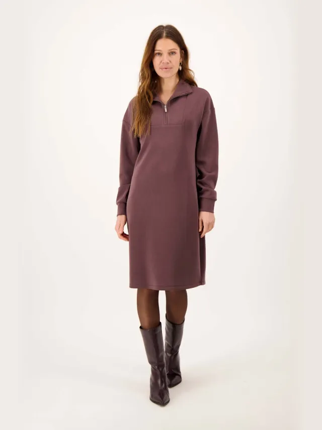 Zusss jogger jurk met rits - Dark Choco