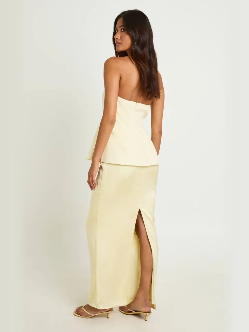 boohoo Dames Bandeau 2-in-1 Maxi Jurk citroen, foto 2