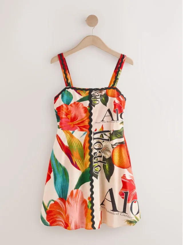 Next Dames - Mini-jurk - Crème Red Tropical Print