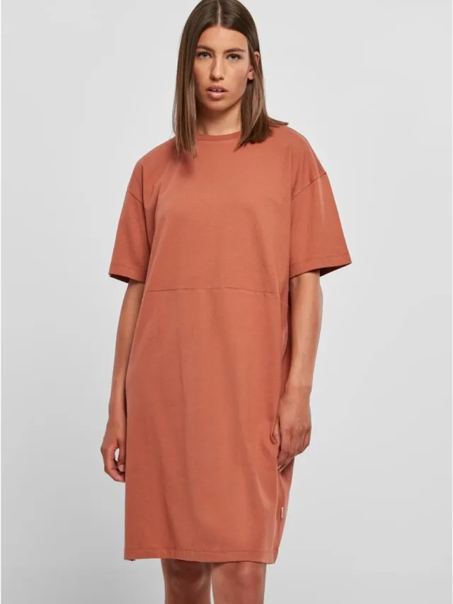 Urban Classics Organic Oversized Slit Tee Korte jurk - 5XL - Oranje