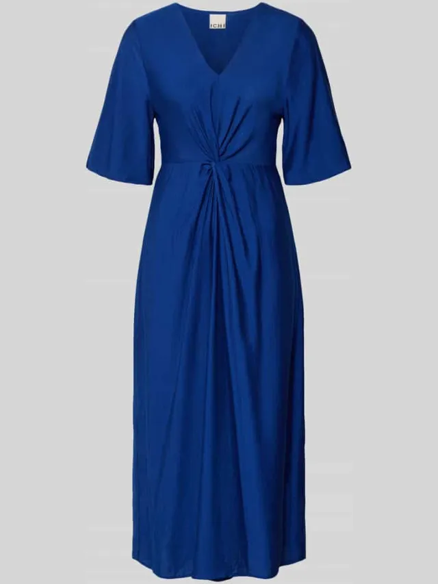 Ichi midi-jurk van viscosemix met vlindermouwen model 'MELDA' blauw, foto 2
