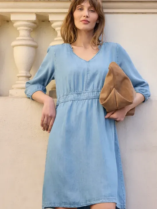 Street One Studio Knielange jurk in een gewassen look Blauw