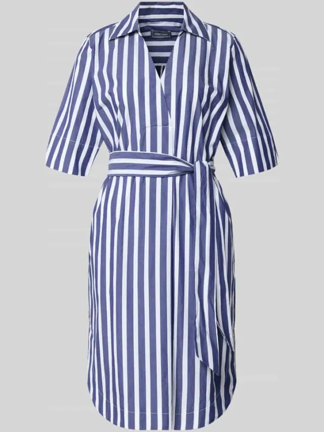 White Label Knie-lange overhemdjurk met strikceintuur blauw, foto 2