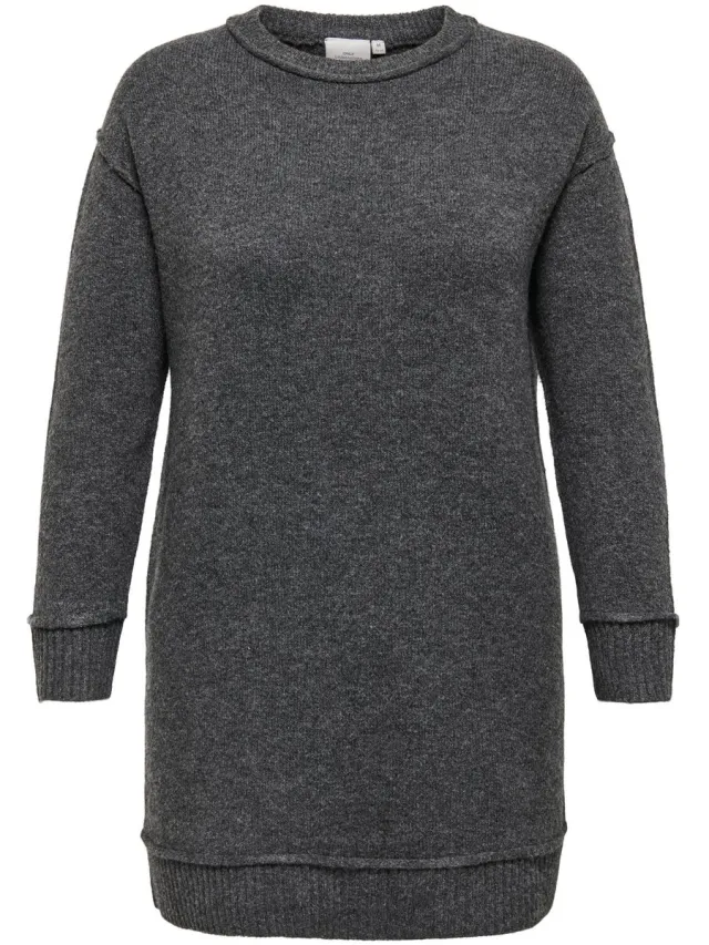 Only Carmakoma Gebreide jurk CARHAZEL Korte jurk Medium Grey Melange