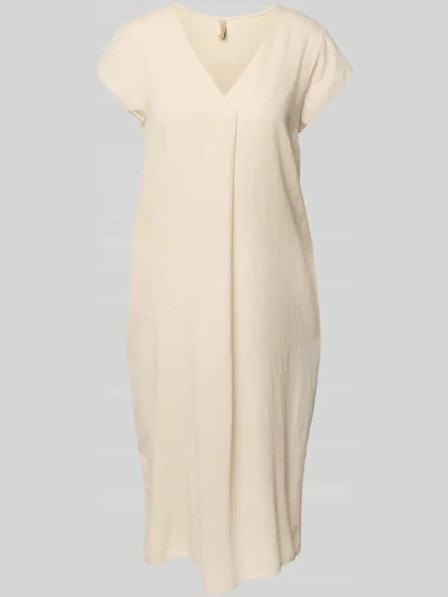 Soyaconcept Knielange jurk van een mix van linnen en viscose, model 'Ina' zand, foto 2