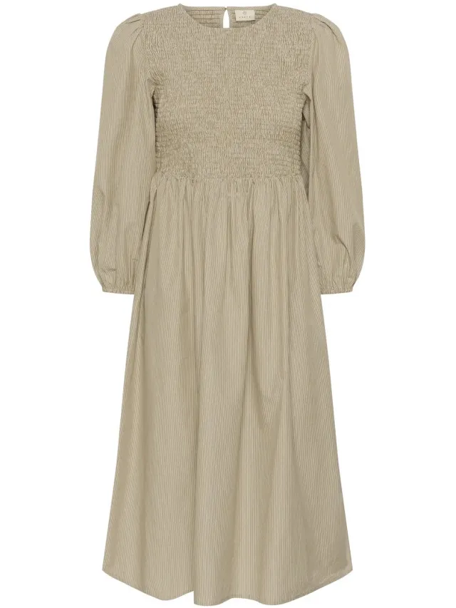 Gesmokte damesjurk KAFFE KAmona chalk oak stripe