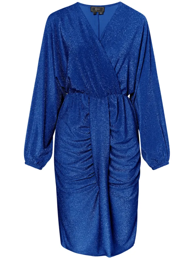 Faina Avondjurk met glanzend garen Dames KONING BLAUW, foto 2