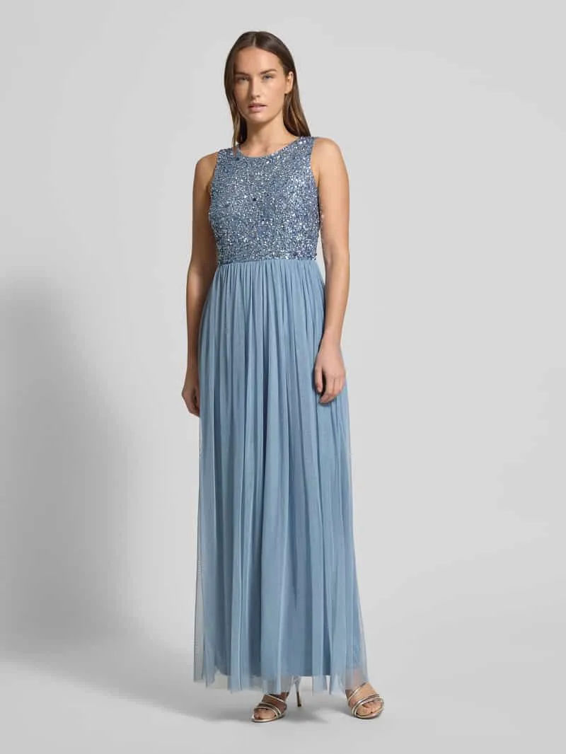 Lace & Beads Avondjurk met pailletten Bleu