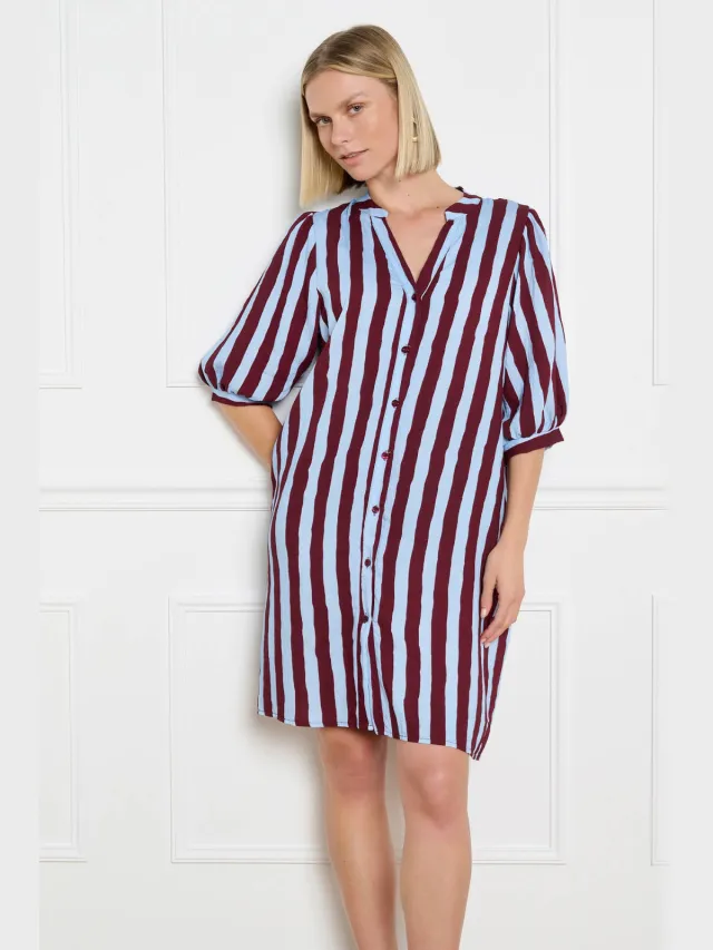 LOLALIZA gestreepte blousejurk - donkerrood Donkerrood/blauw