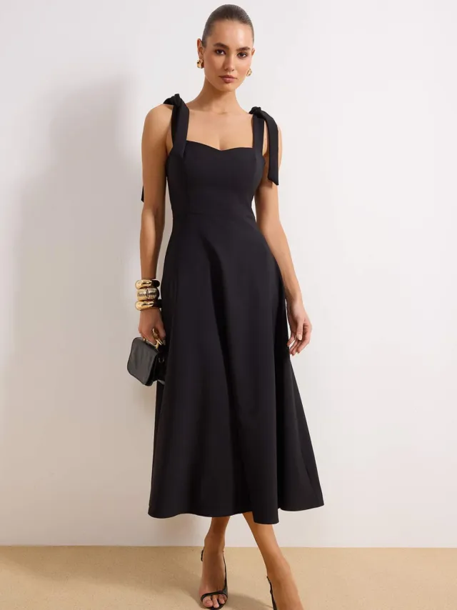 Trendyol TRENDYOLMİLLA Dames Zwart Effen Maxi Mouwloos Stijlvol/Avond Skater Jurken