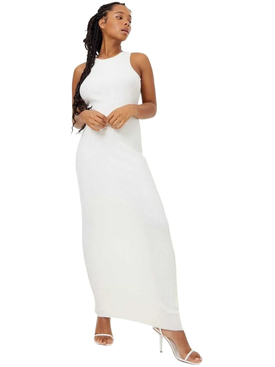 Jack Wills Gebreide maxi-jurk met racer-halslijn voor dames (Vintage Wit) Marineblauw