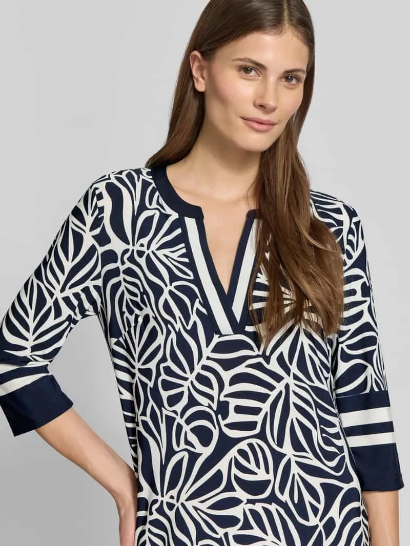 Christian Berg Woman Selection Knie-lang tuniekjurk met V-hals en 3/4-mouw marineblauw, foto 4