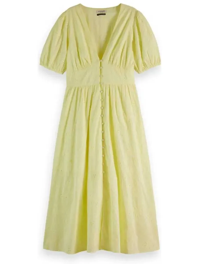 Scotch & Soda 177726 Midi-jurk Met Korte Mouwen Geel 36 Vrouw
