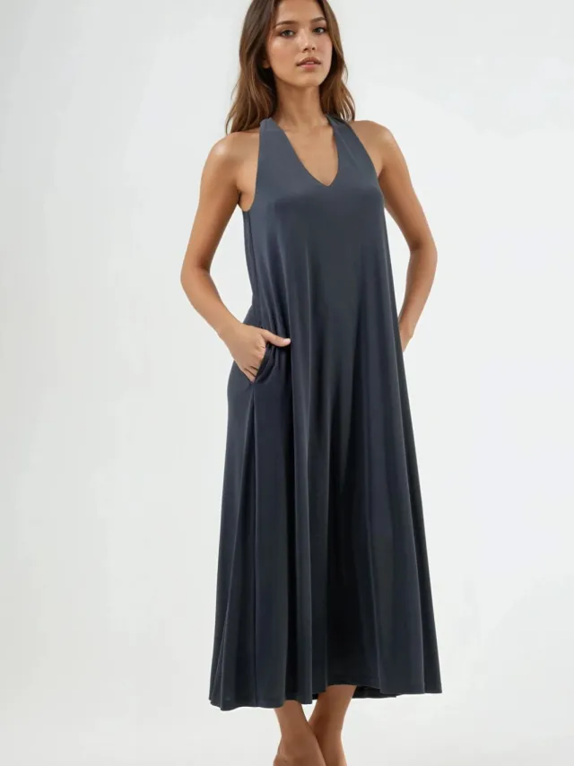 Busem Halterneck Modal Dress Donkergrijs