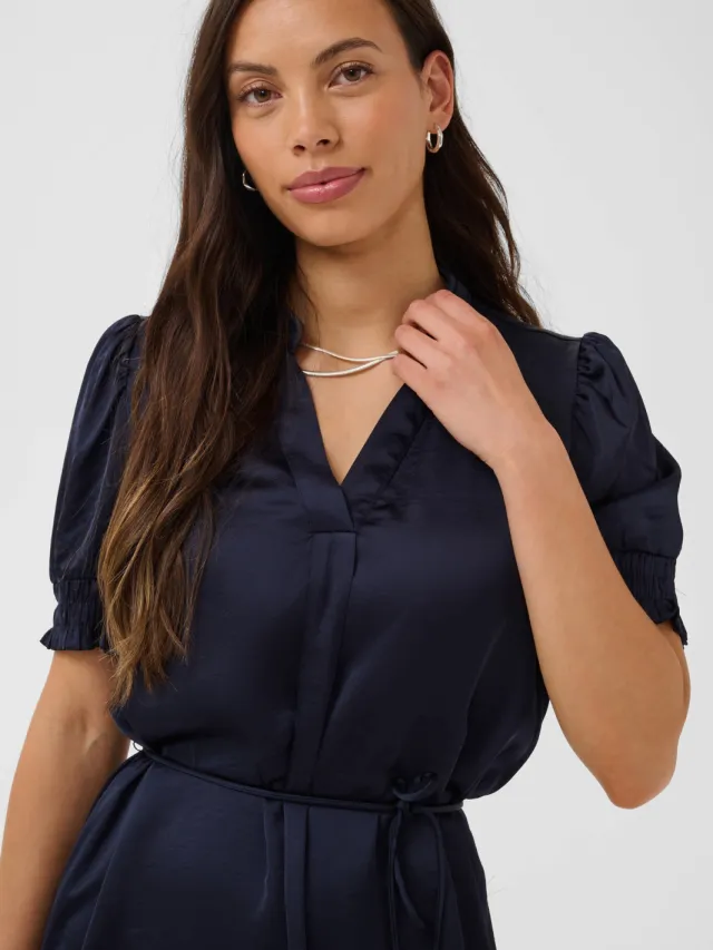 Saint Tropez viscose mini jurk met ceintuur - marineblauw