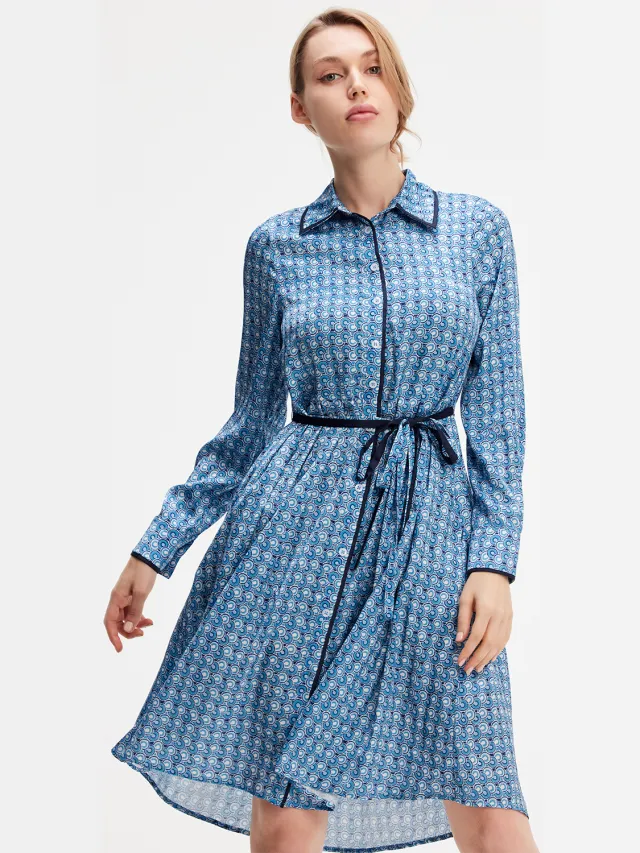 Smart & Joy Geometrische printshirtjurk Blauw