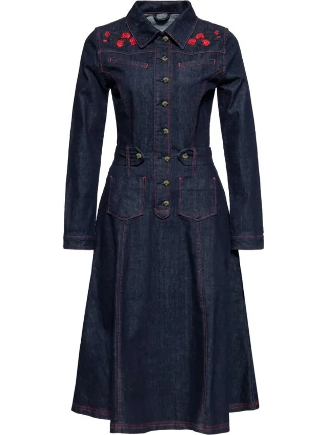 QUEEN KEROSIN Western Swing-jurk QKI26009 Denim Blau