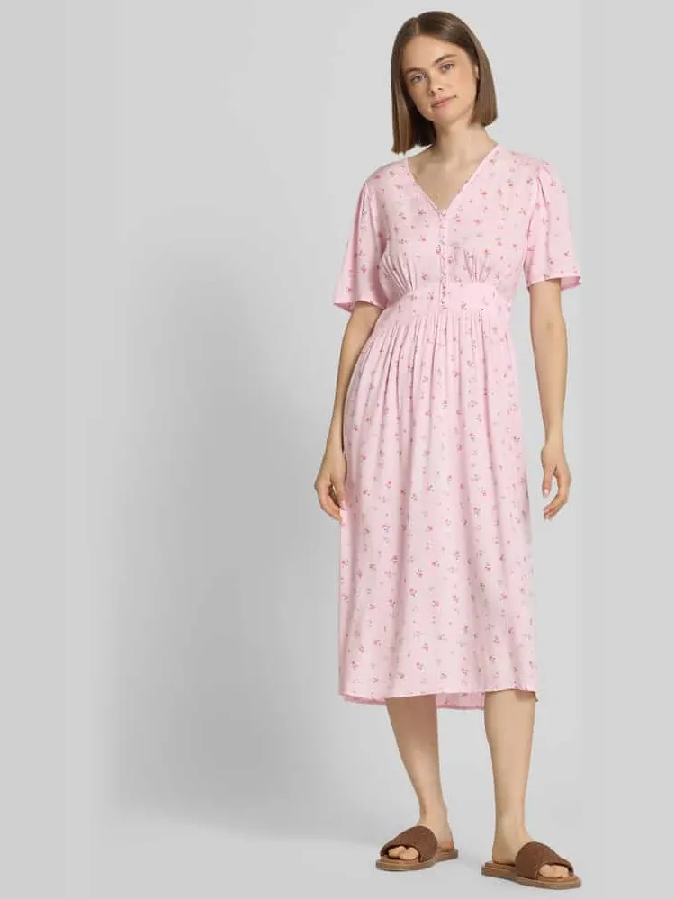 Pieces A-lijn midi-jurk van pure viscose model 'TALA' Roze