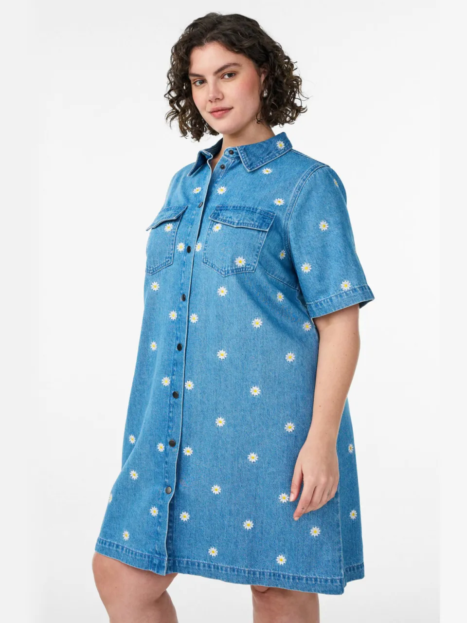 Zizzi denim gebloemde spijkerjurk, foto 4